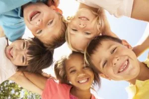 a group of children smiling