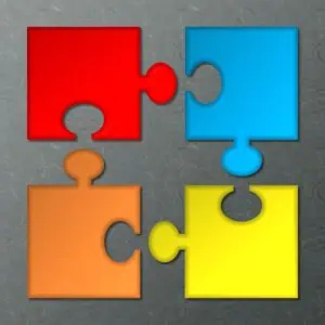 a puzzle pieces in different colors