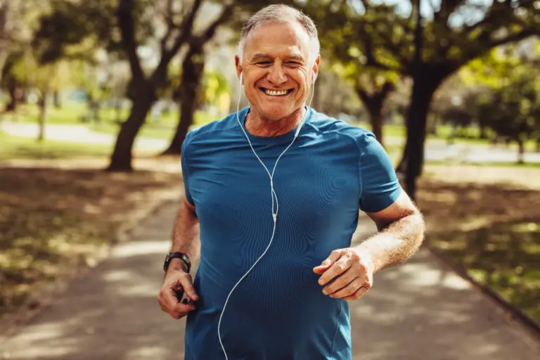 a man running in a park