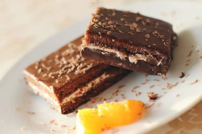 a plate of chocolate cake