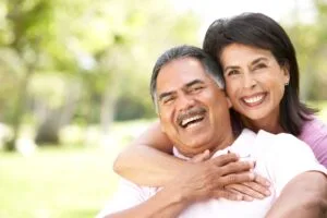 a man and woman hugging