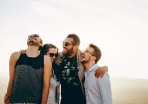 a group of people standing together