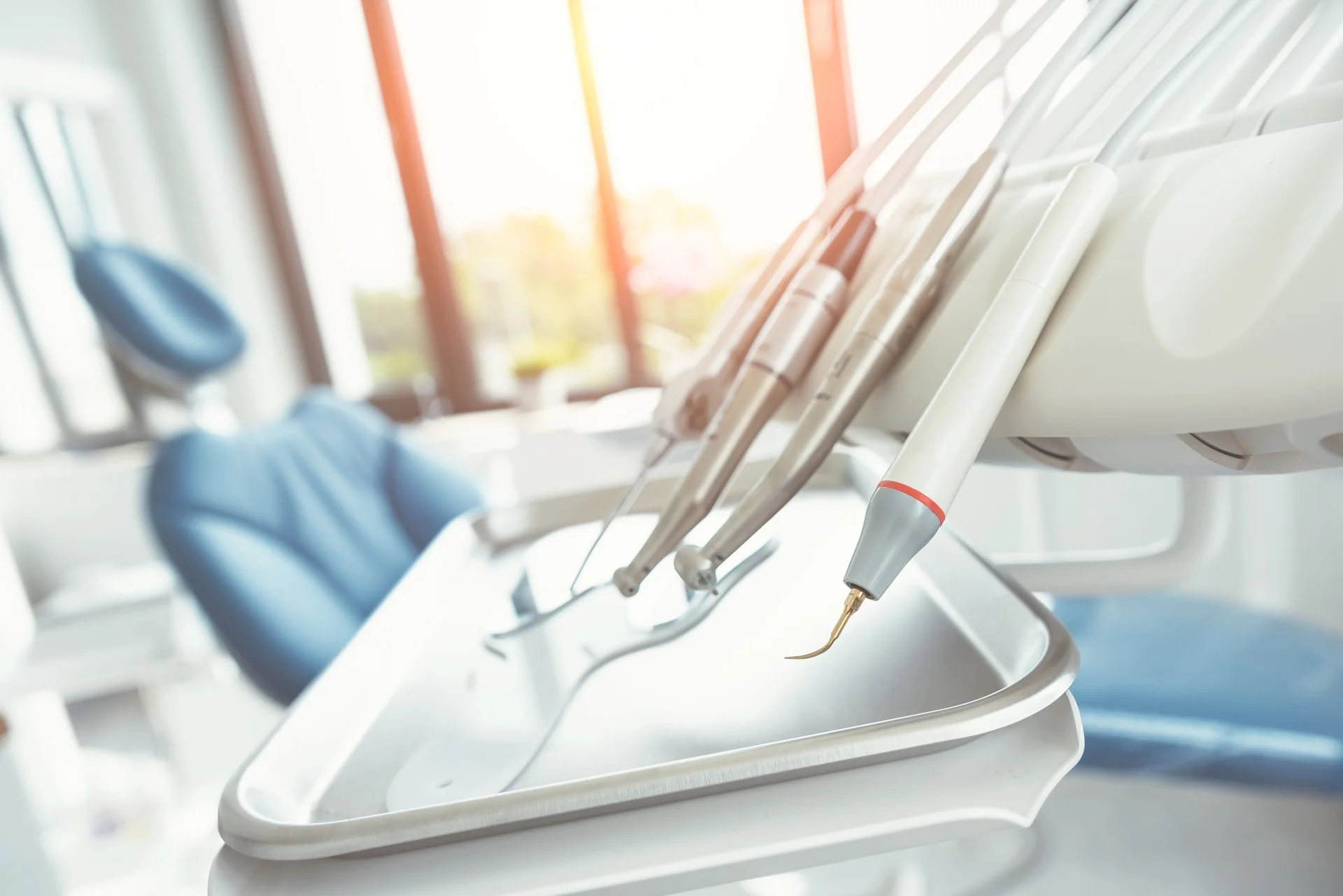 a close-up of several dental tools