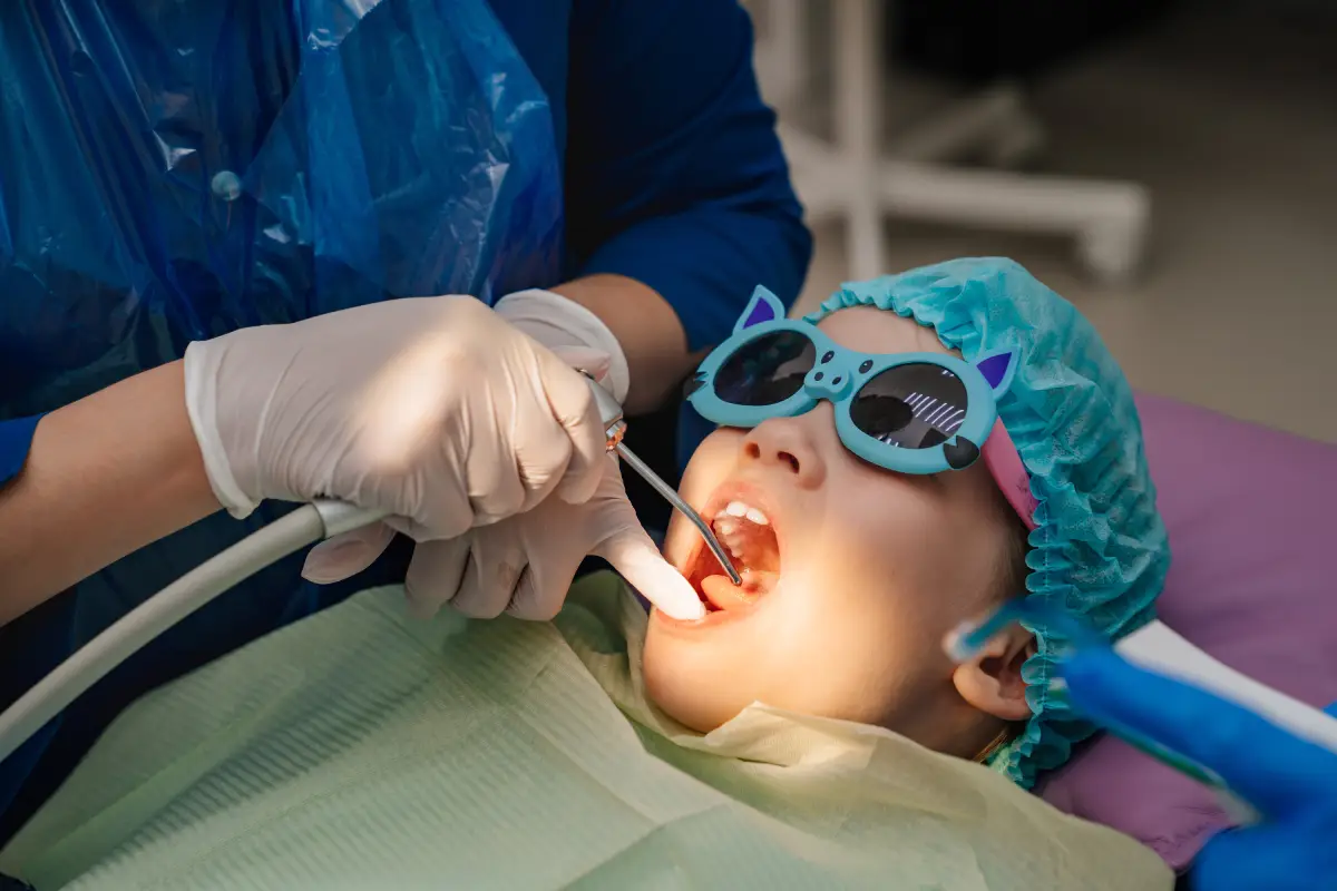 a child getting dental treatment