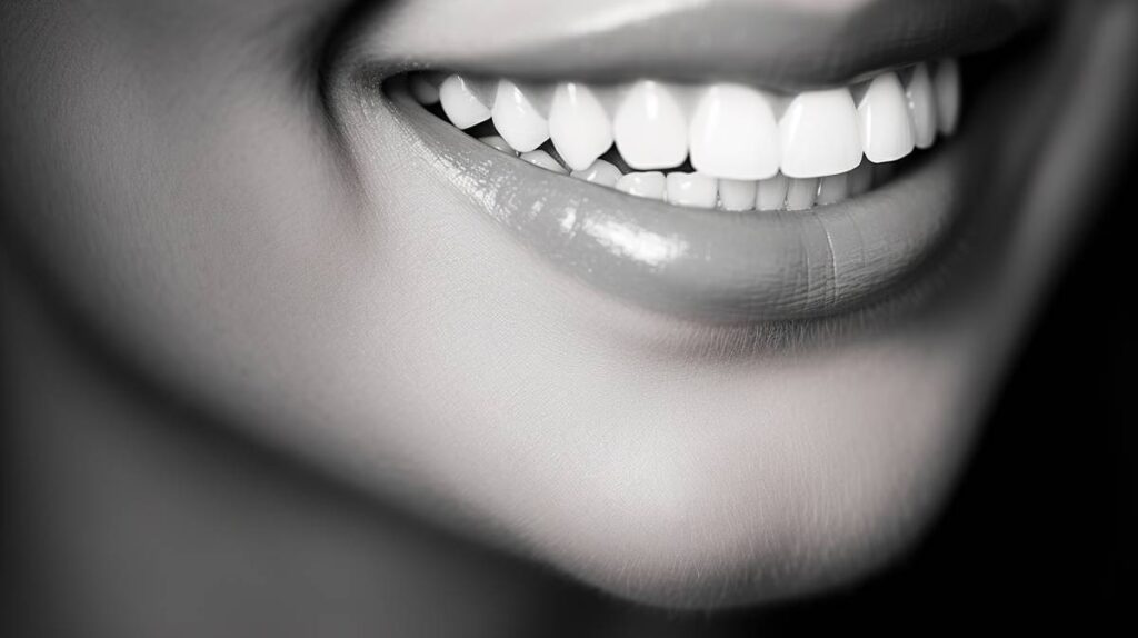 close up of a woman's mouth and teeth